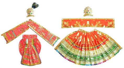 Saffron Dresses And Accessories For 12 Inches Radha Krishna Idols Krishna Pink Art Hindu Symbols