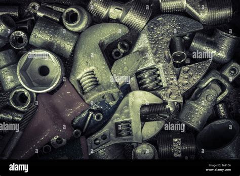 Wrench Screws Nuts Stock Photo Alamy