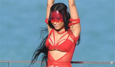 Nicki Minaj Wears Sexy Cut Out Swimsuit To Film New Video Bikini