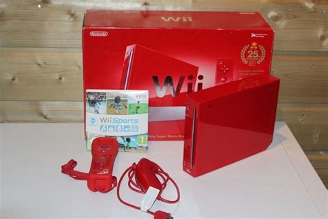 Nintendo Wii Red Edition 25th Anniversary Mario Boxed Incl Wii Sports