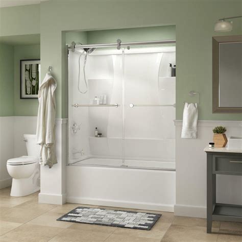The acrylic soaking alcove bathtub by mirabelle is the best in market. Delta Lyndall 60 in. x 58-3/4 in. Semi-Frameless ...