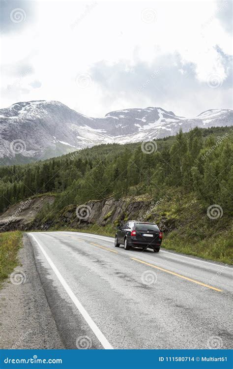 Car On Mountain Road Stock Photo Image Of Snow Nature 111580714