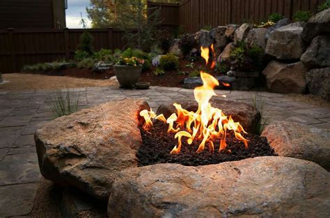 Another View Of Boulder Fire Pit By Newport Landscaping In Bend Or