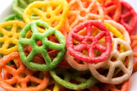 Premium Photo Wheel Shape Colourful Fryums Papad Is A Crunchy Snack Pellets Served In A Bowl