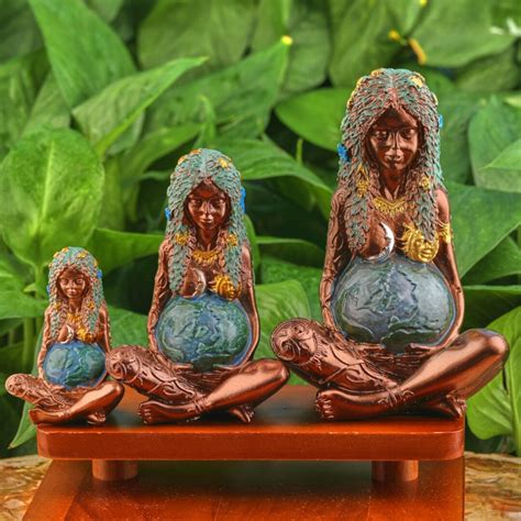 Statue Of Goddess Gaia Mother Earth Resin Blue Decorations Etsy