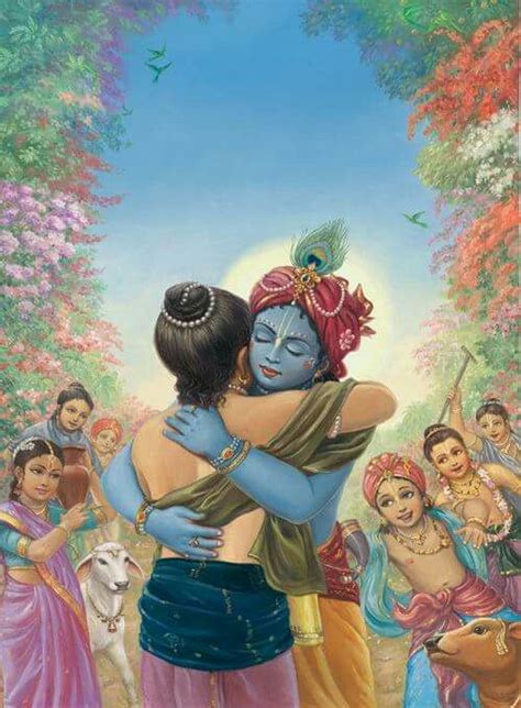 The Loving Embrace Of Krishna And His Devotee Hare Krishna