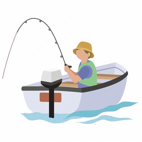 Angler Angling Boat Fish Fisher Fishing Recreational Icon