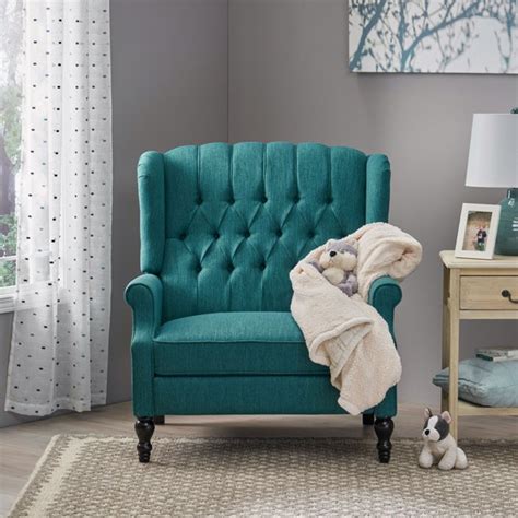 The chair is very comfortable and looks good it was not an expensive chair so i complain. Noble House Albert Oversized Tufted Fabric Push Back Recliner, Teal - Walmart.com - Walmart.com