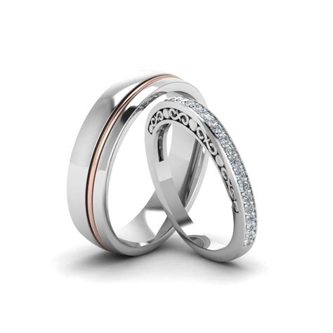 Unique Matching Wedding Anniversary Bands Ts For Him And Her In 950 Platinum White Gold