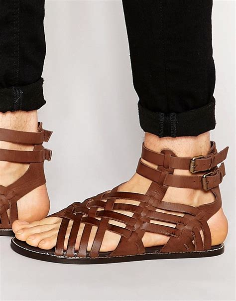 Image 1 Of Asos Gladiator Sandals In Brown Leather Mens Sandals Fashion Gladiator Sandals For