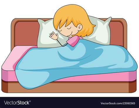 A Girl Sleeping On Bed Royalty Free Vector Image