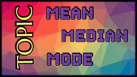 Mean| median| mode - YouTube