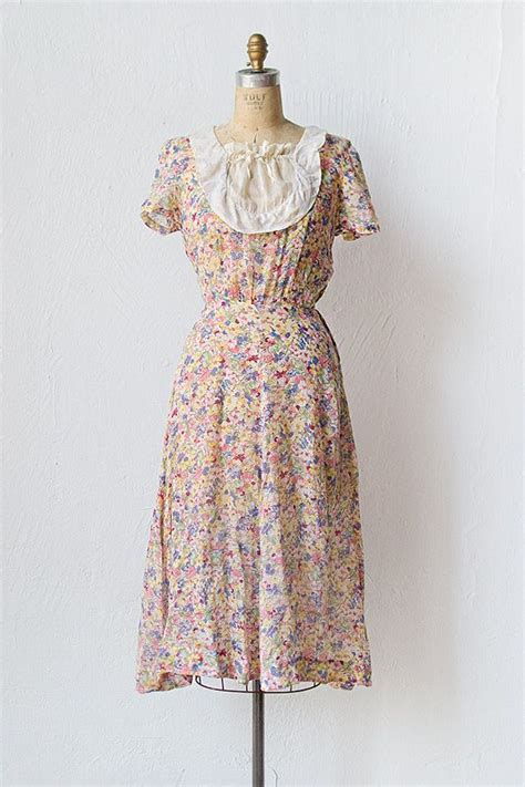 Vintage 1930s Multi Color Floral Dress Meadowlark Floral Dress