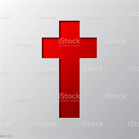 Paper Art Of The Red Christian Cross Vector Illustration Stock