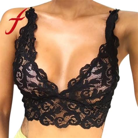 Feitong Women Sexy Crop Tops Deep V Neck Lingerie Corset Lace Flowers