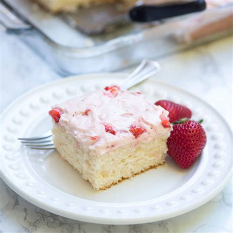 A Moist And Tender White Cake With An Easy Strawberry Buttercream