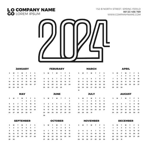Premium Vector Calendar 2024 Template Vector Simple Minimal Design