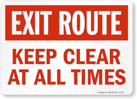 Fire And Emergency Signs Exit Route Keep Clear Signs Sku S 1516