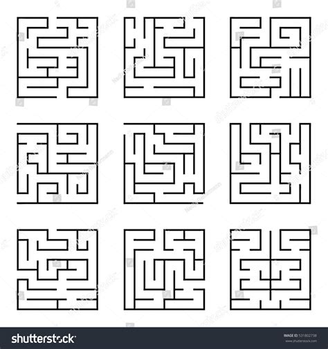 Sammlung Des Einfachen Labyrinth Puzzle Spiels Schwarz Weiß Labyrinth