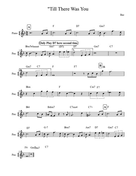 Til there was you, from the music man. "Till There Was You Sheet music for Piano | Download free in PDF or MIDI | Musescore.com