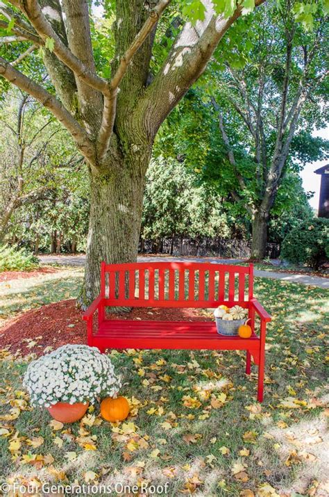 How To Paint A Red Bench Bench Makeover Red Bench Yard Benches