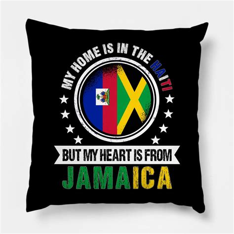 Haitian Jamaican Flag Heart Haiti Jamaica Patriot Pillow Haitian