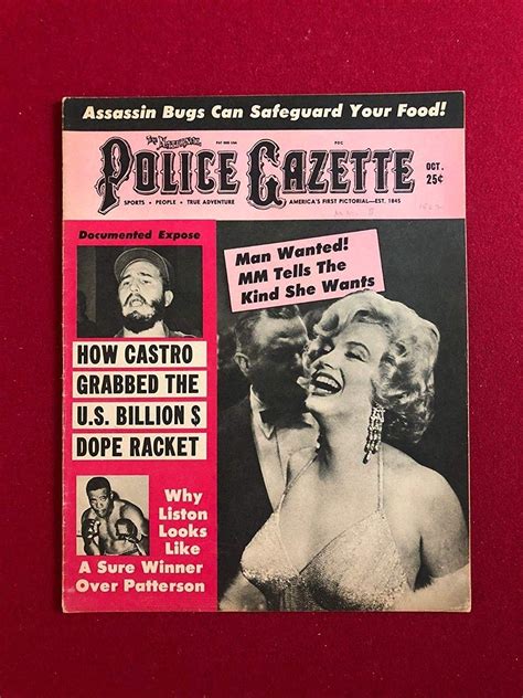 1962 Marilyn Monroe Police Gazette Magazine Scarce Fidel Castro Movie Magazines At