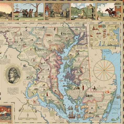 1928 Historical Map Of State Of Maryland Vintage Map Poster Etsy