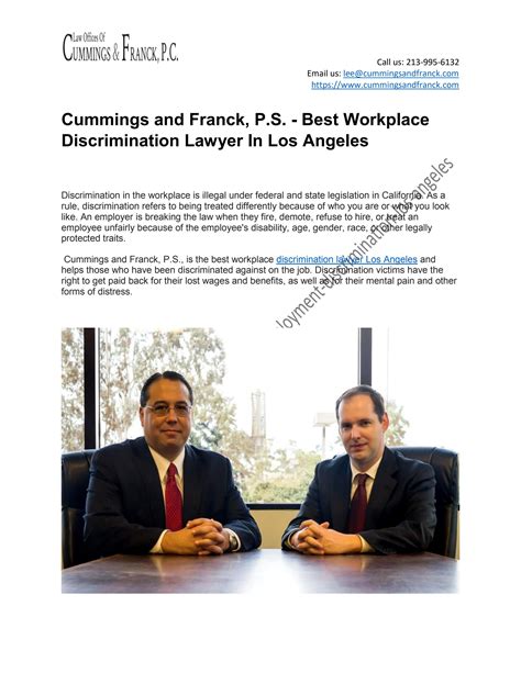 Cummings And Franck Ps Best Workplace Discrimination Lawyer In Los
