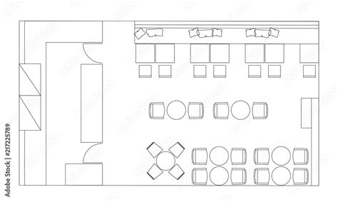 Standard Cafe Furniture Symbols On Floor Plans Stock Vector Adobe Stock