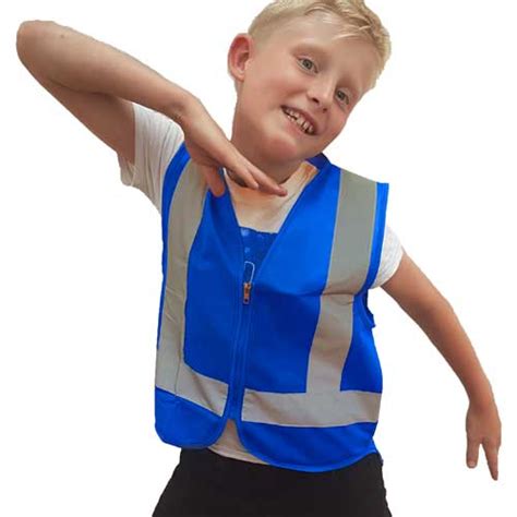 Safety depot breathable safety vest multiple colors available, 4 lower pockets, 2 chest pockets with pen divider & high visibility reflective tape mp40 (mesh royal blue. Blue Zipped Child Vests | Safety Vests New Zealand