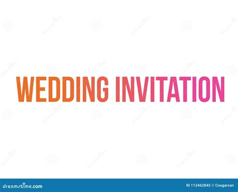 Gradient Vector Isolated Word Wedding Invitation Stock Vector