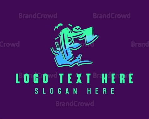 Neon Graffiti Art Letter F Logo Brandcrowd Logo Maker