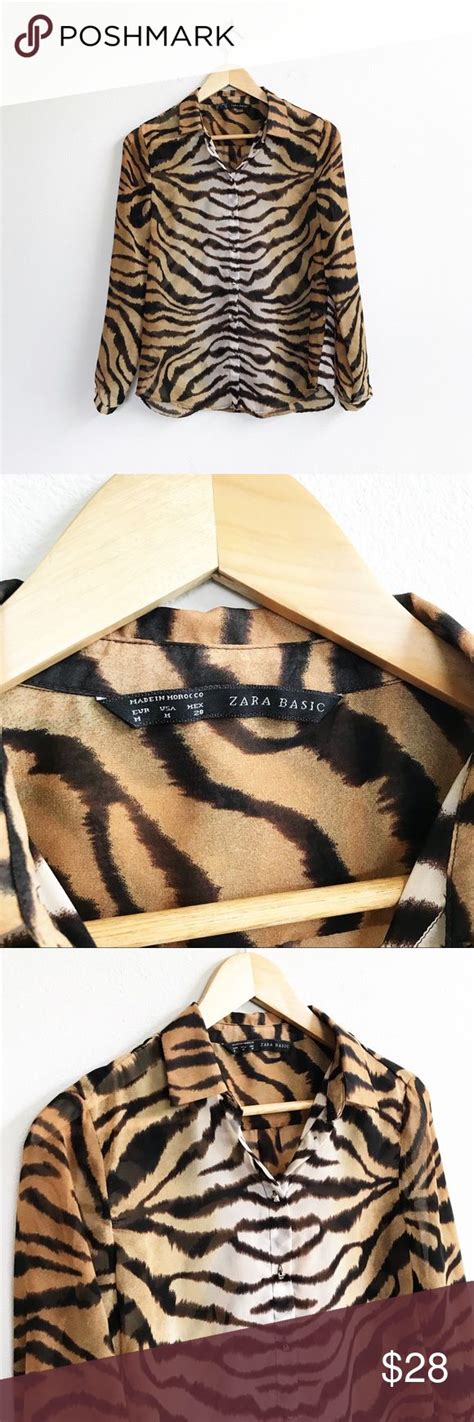 Zara Tiger Print Blouse Size Medium Tiger Print Blouse Size Zara
