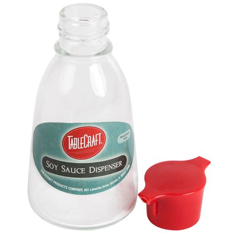 Tablecraft H888cd 5 Oz Red Top Soy Sauce Bottle