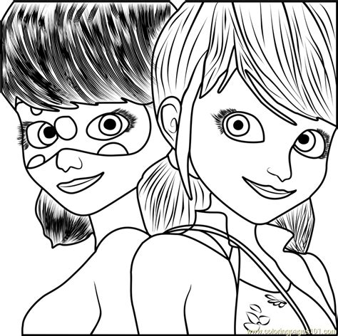 Ladybug And Cat Noir Coloring Page Free Miraculous Ladybug Coloring