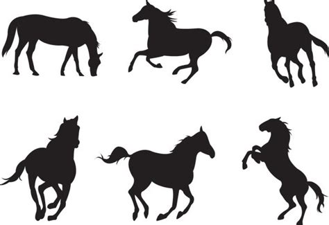Free Black Galloping Horses Vector Silhouettes Titanui