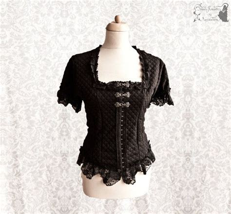 Blouse Victorian Black Romantic Goth Shirt Steampunk Devota Somnia Romantica Size Medium