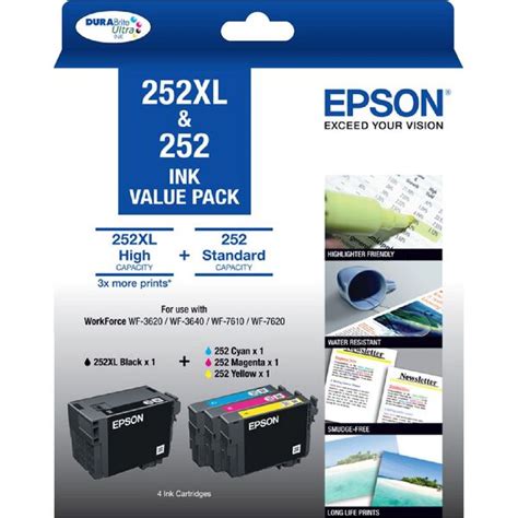 Epson 252xl Black And 252 Colour Ink Cartridges Value Pack Officeworks