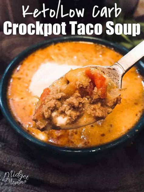 Having a taco soup recipe like this is excellent, especially if you are looking for a hearty soup or something that requires minimal ingredients. Low Carb Taco Soup Crockpot Recipe • MidgetMomma