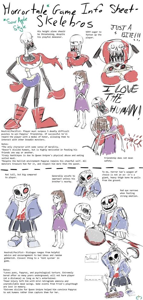 Horrortale Character Sheet Reference Skelebros By Sour Apple Studios