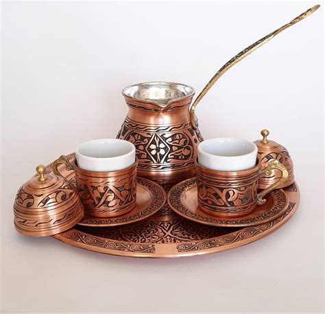 Turkish Coffee Set Copper Coffee Cup Set Copper Coffee Pot Etsy