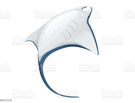 Manta Ray Underwater Giant Animal With Wings Simple Cartoon Character