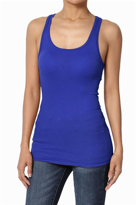 themogan themogan women s plus stretchy ribbed knit fitted racerback tank top cotton spandex