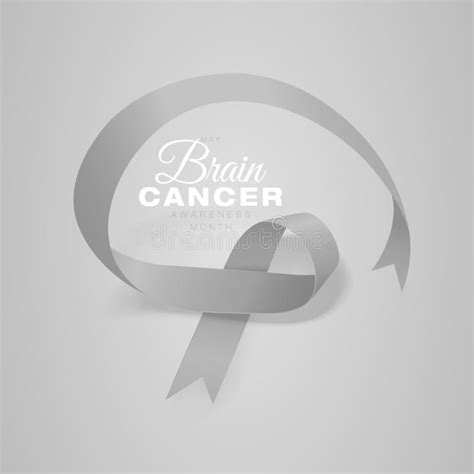 Brain Cancer Awareness Calligraphy Poster Design Realistic Grey Ribbon