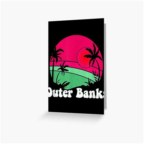 Retro Outer Banks Beach Design Outer Banks Illustration Greeting Card