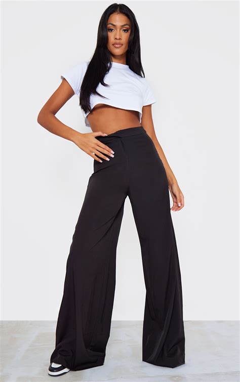 Tall Black Tailored Extreme Wide Leg Pants Prettylittlething Ca
