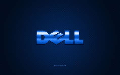 Download Wallpapers Dell Logo Blue Carbon Background Dell Metal Logo
