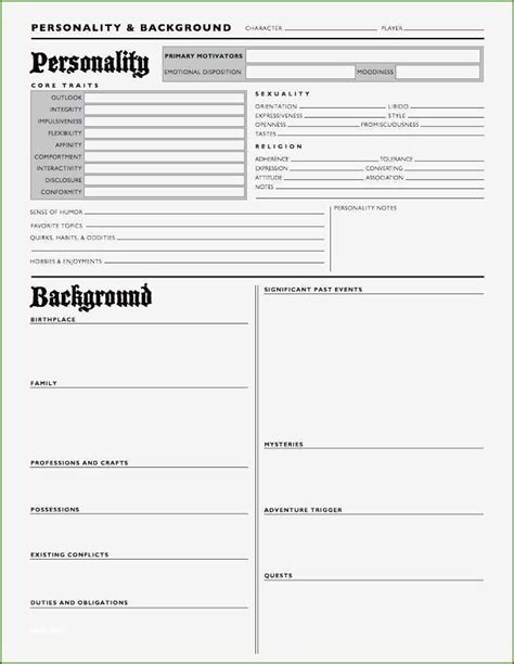 Overwhelming Roleplay Character Sheet Template That Will