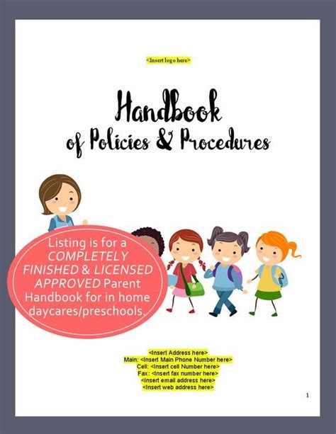 Editable Daycare Parent Handbook Word Doc Policies And Etsy Parent
